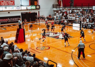 aerial view of NNU volleyball game