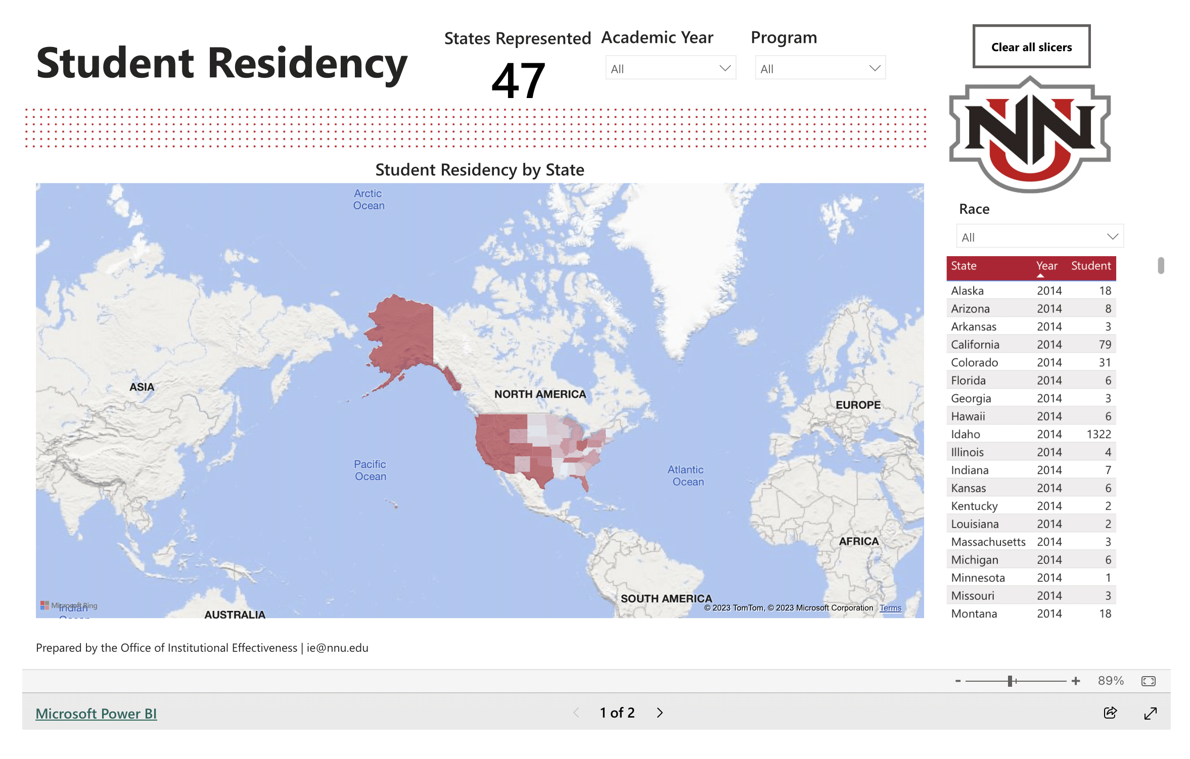 Student Residency data