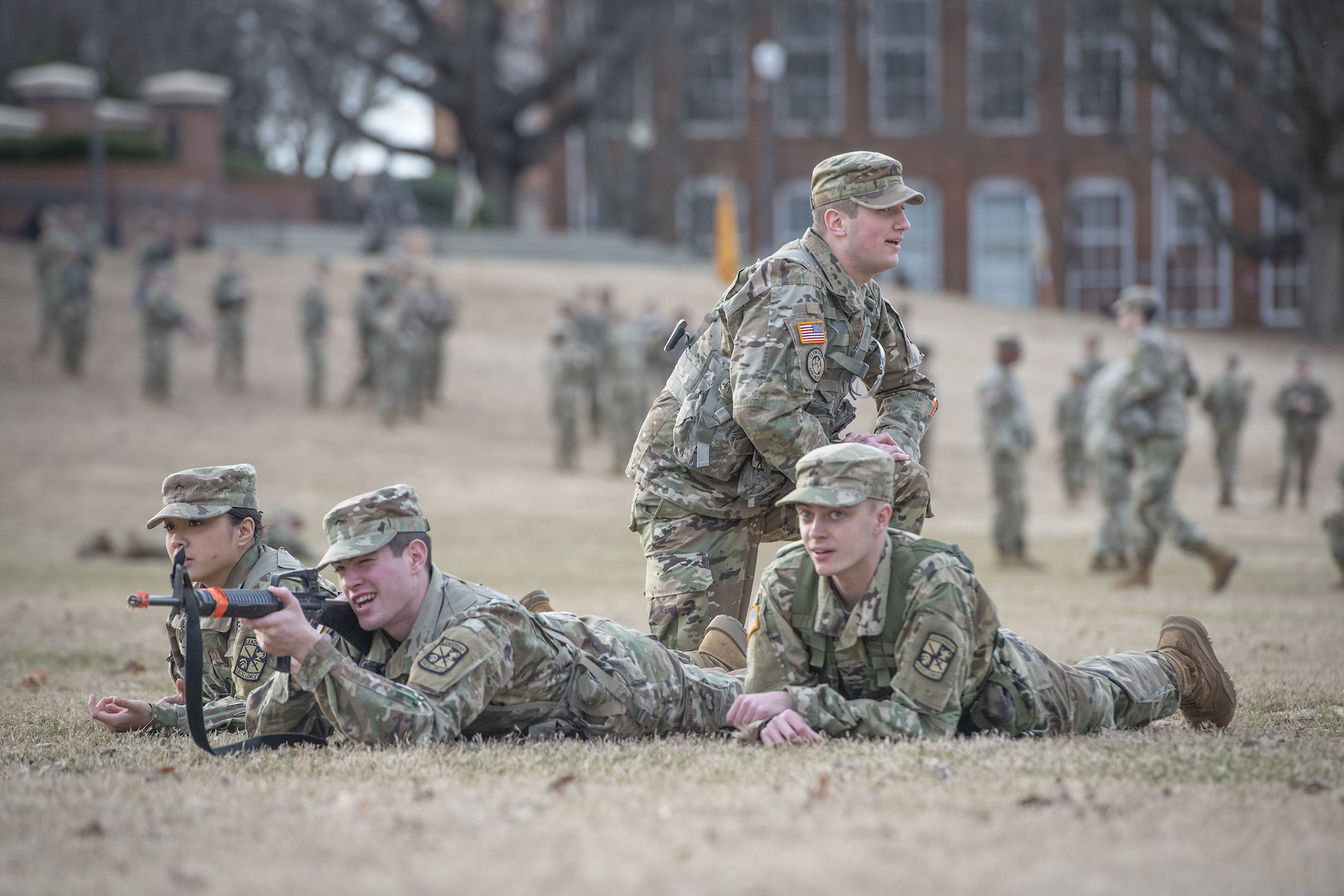 ROTC students training