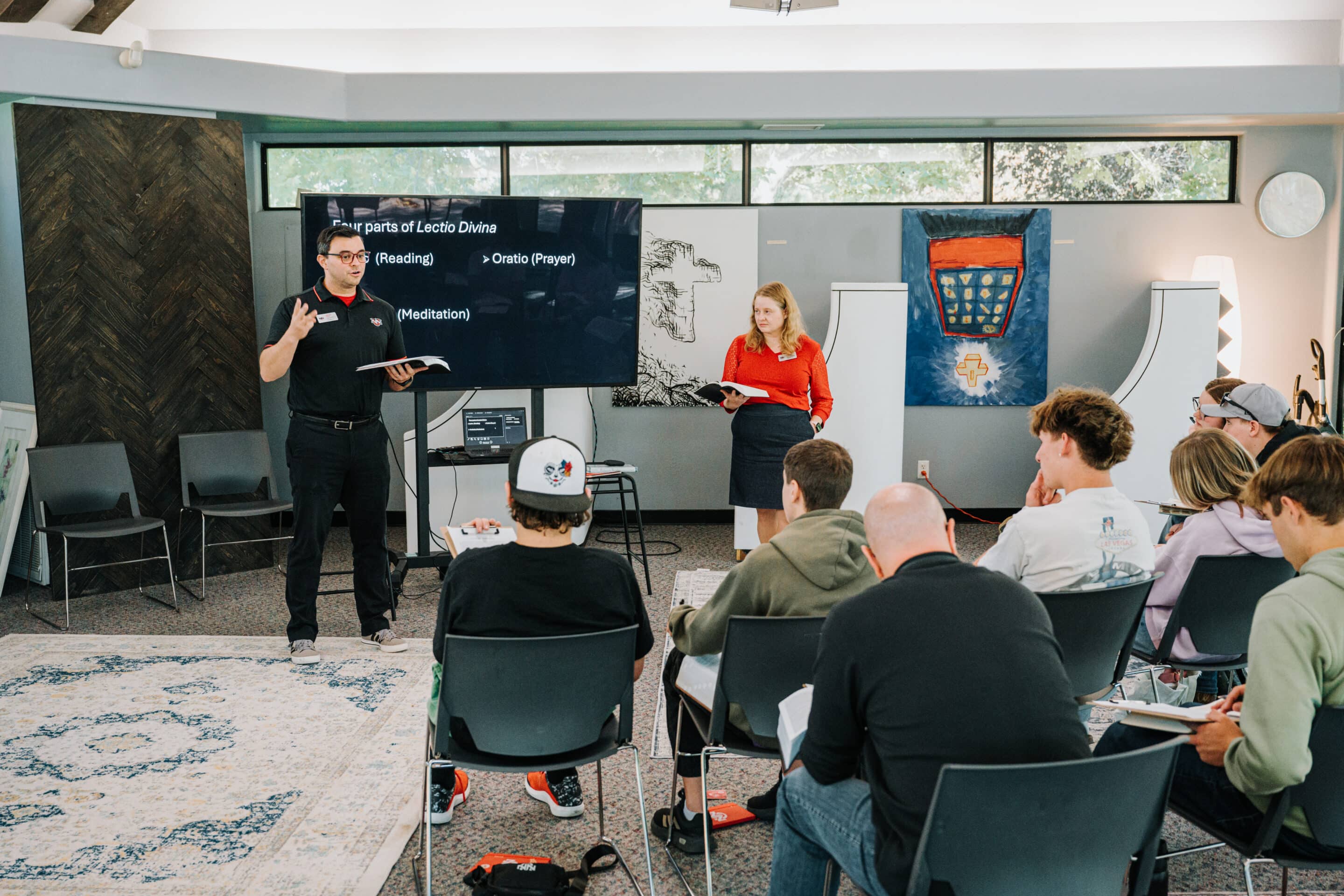 Adult students in a theology course