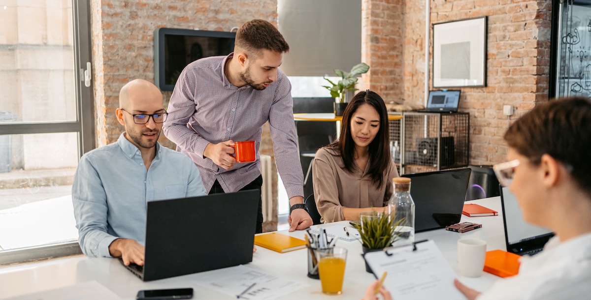 Business people working at a table