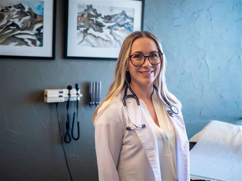 Nursing student in a clinic patient room