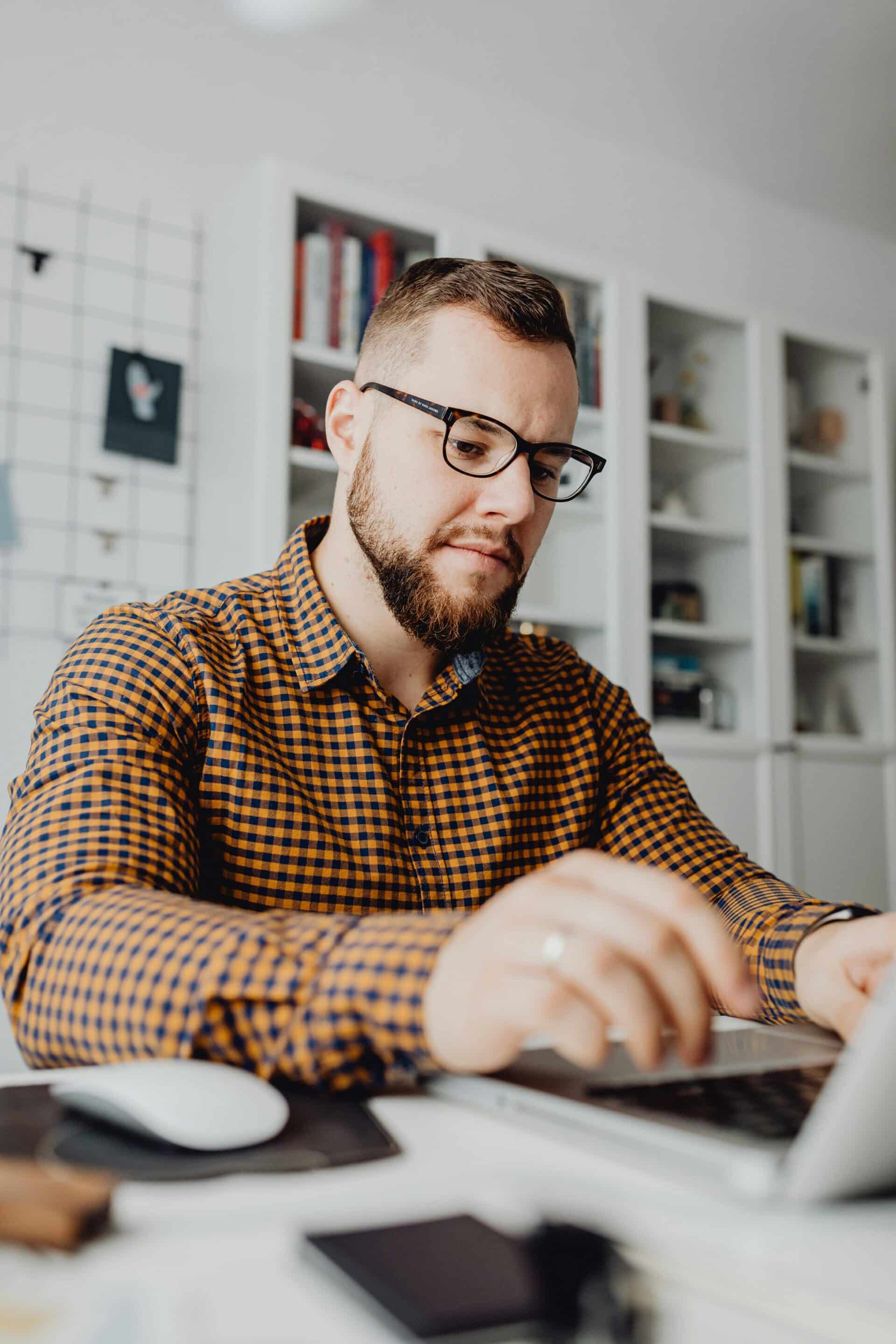 Male working at a computer