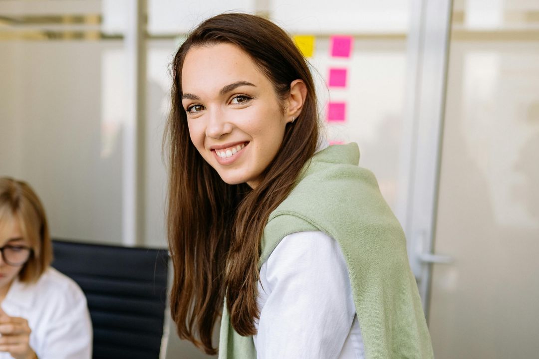 Female professional smiling at camera