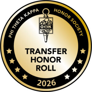 Phi Theta Kappa PTK Honor Society Transfer Honor Roll Badget